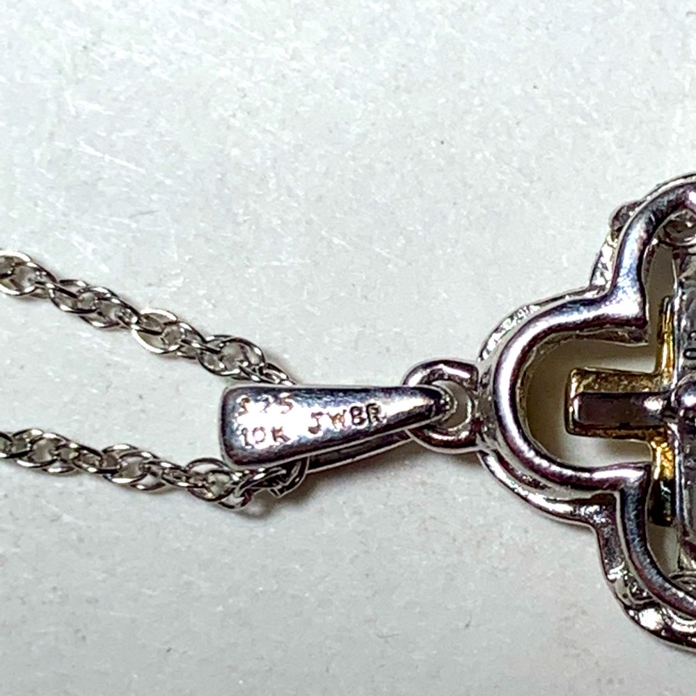 Sterling and Gold Diamond Cross Necklace - Picture 5 of 9